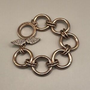 Victoria's Secret round gold tone chunky chain links metal bracelet-trendy.